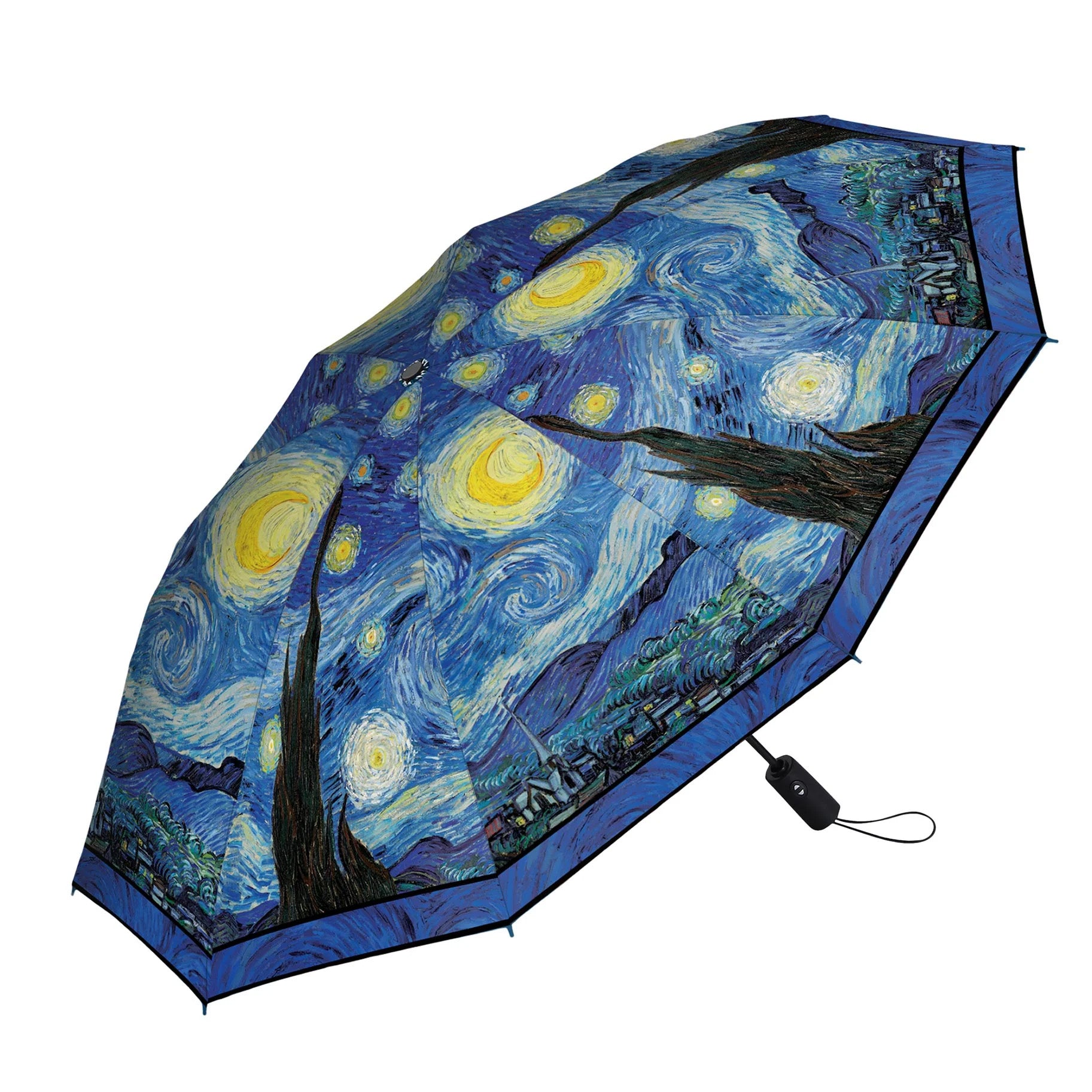 Starry Night Travel Umbrella - Compact Folding Windproof Rain Umbrella for Women & Men - Perfect for Commuting, Traveling, and Outdoor Adventures