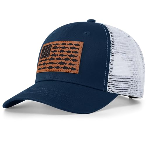 03.fishflagcap-leather Navy