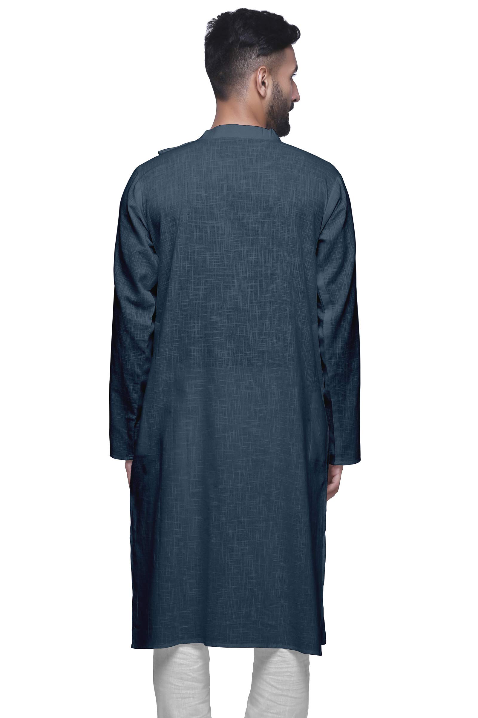 Atasi Men's Long Sleeve Kurta - Solid Satin Slub Kurta Shirt for Casual Wear, Festivals & Weddings