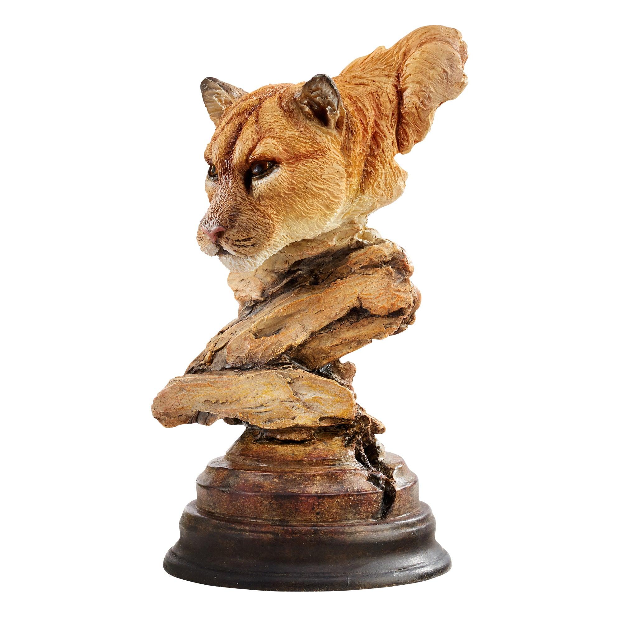 Catamount Cougar Mill Creek Sculpture - Handcrafted Mountain Lion Statue for Home & Office Decor, Perfect Gift for Wildlife Enthusiasts - Ideal for Living Room, Study, or Outdoor Garden Display