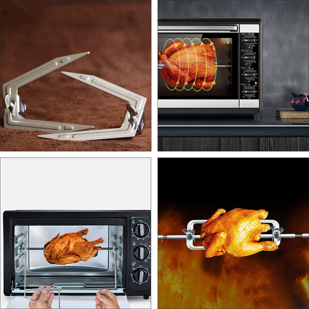 KESYOO Universal Rotating Air Fryer Fork - Replacement Rotisserie Skewer & Vertical Grill Spit Rod for BBQ, Electric Motor Rotisserie | Perfect for Grilling Chicken, Meat, Kebabs & Vegetables at Home or Outdoor Barbecues