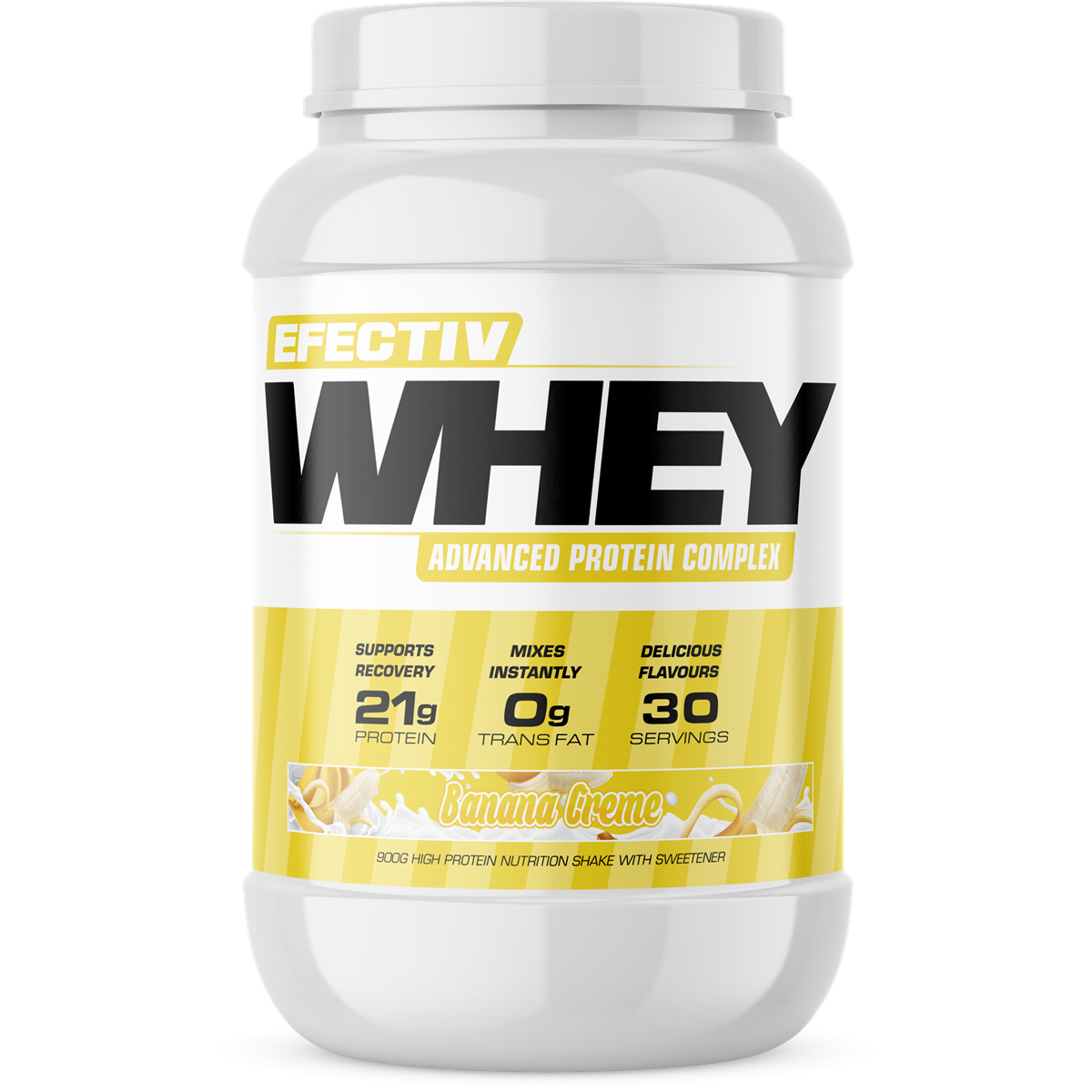 Efectiv Nutrition Whey Protein Powder 900g - Banana Creme Flavor for Muscle Recovery & Workout | Post-Workout Shake, Gym Supplement, Healthy Breakfast Smoothie