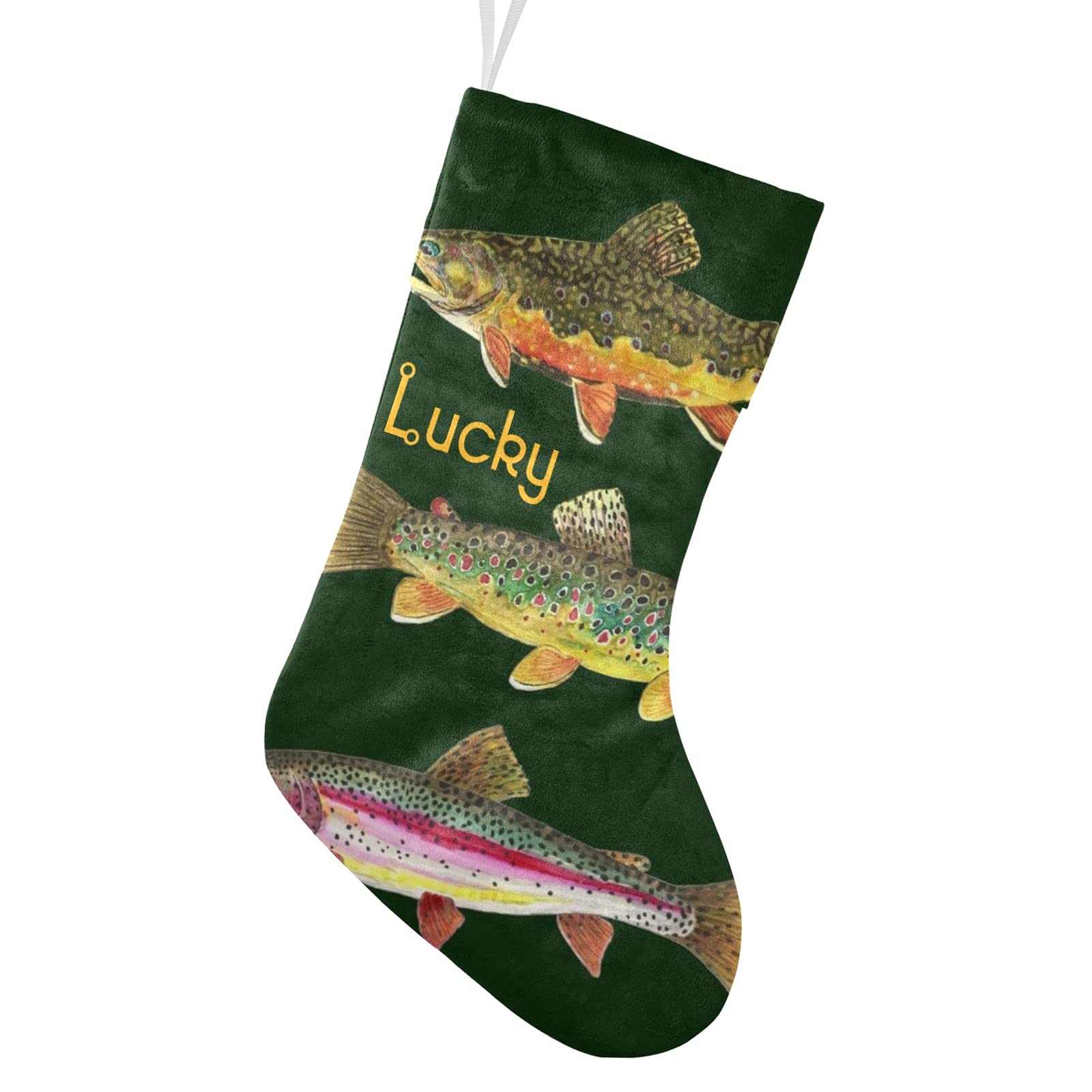 Custom Personalized Animal Fish Christmas Stockings with Name - Holiday Decor for Family, Kids & Pets - 17.52 x 7.87 Inch - Perfect for Fireplace Mantel, Gift Exchange & Festive Home Decor