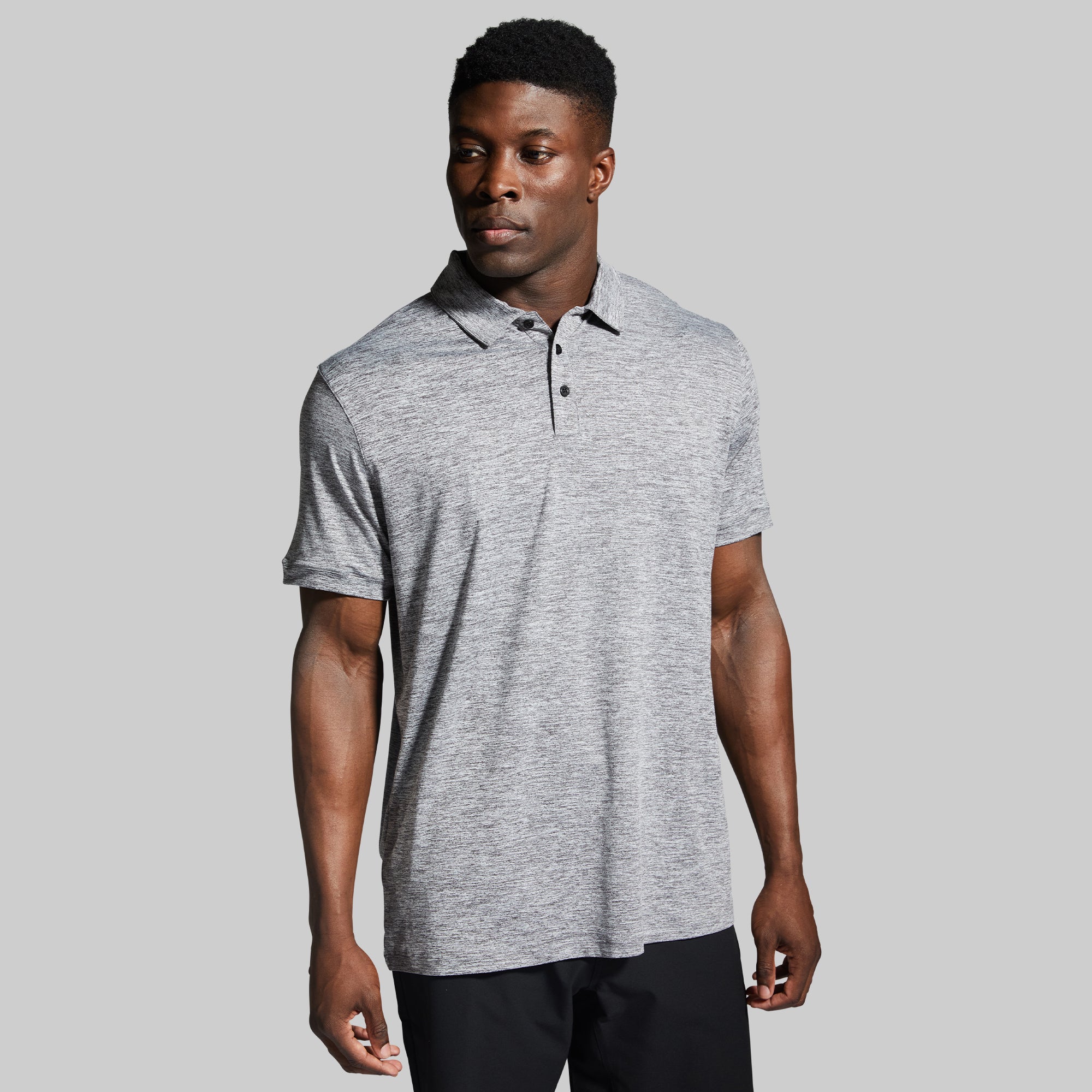 Men's Athleisure Polo Shirt - Heather Grey - Comfortable & Stylish for Workout, Golf, and Casual Wear