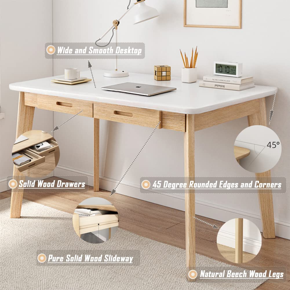 IOTXY Solid Wood Writing Desk with Drawer - 47.24
