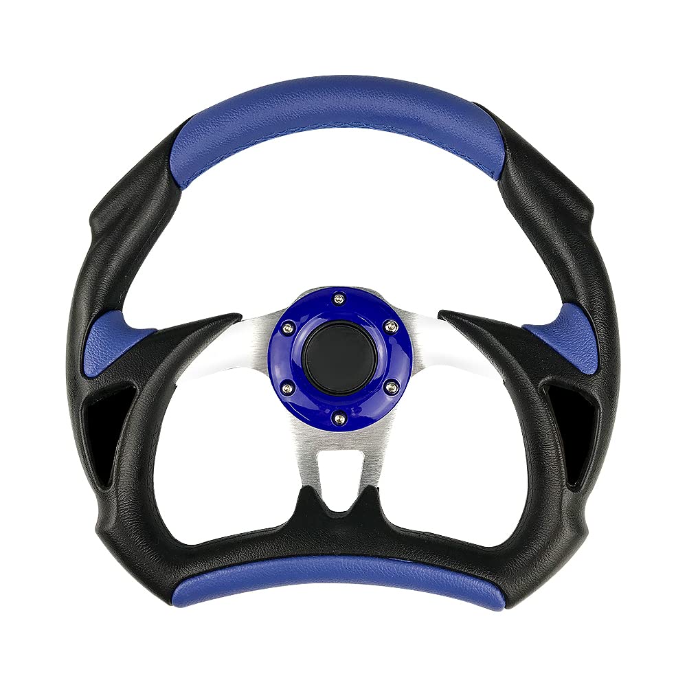 Universal Fit 12.5 Inch (320mm) Racing Style Leather Steering Wheel - Blue - Perfect for Car Enthusiasts & Racing Simulation Setups