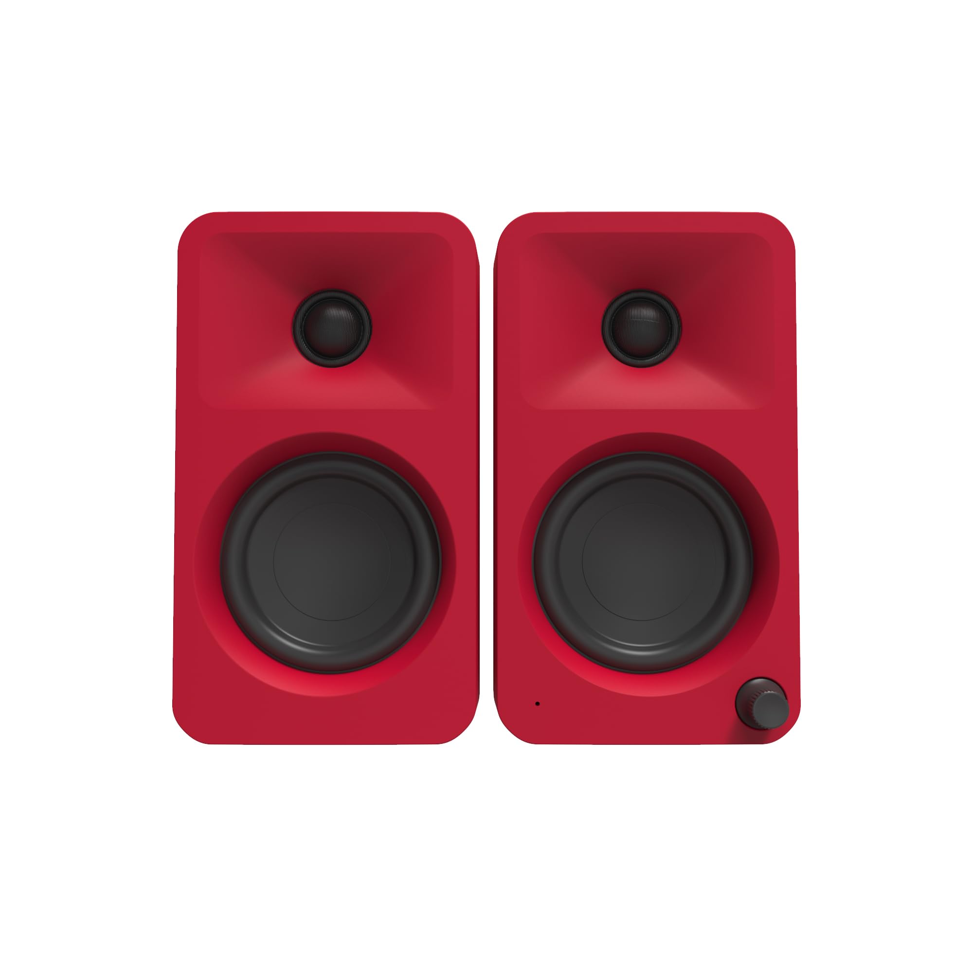 Kanto ORAMR 100W Bluetooth 5.0 Computer Speakers with USB-C Input | Bi-Amplified Studio Monitor | 100Hz Auto Crossover | Hi-Fi Sound for Gaming, Music & Home Office | Red Desktop Speakers Pair