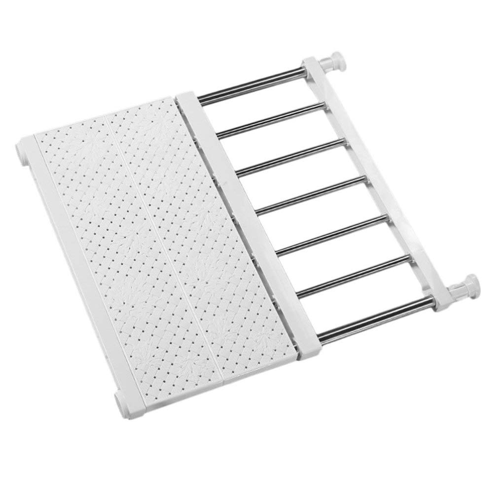 Adjustable Expandable Metal Wardrobe Storage Rack - White ABS Tension Closet Organizer Shelf for Clothes, Shoes & Accessories | Perfect for Bedroom, Dressing Table & Walk-in Closet Organization