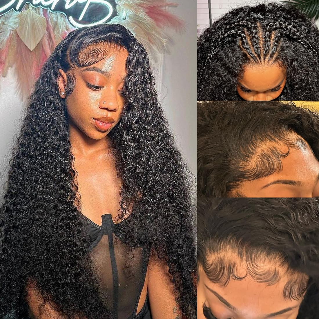 30 Inch Water Wave Lace Front Wig - 100% Brazilian Virgin Human Hair - 13x6 Transparent Lace - Pre Plucked with Baby Hair - 180% Density - Wet & Wavy Curly Glueless Wig for Women - Perfect for Daily Wear, Parties, Cosplay and Special Occasions