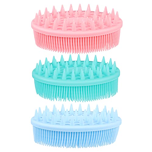 FRCOLOR Baby Bath Brush Set - 3Pcs Silicone Hair & Body Scrubber for Infant Bath Time & Scalp Massage