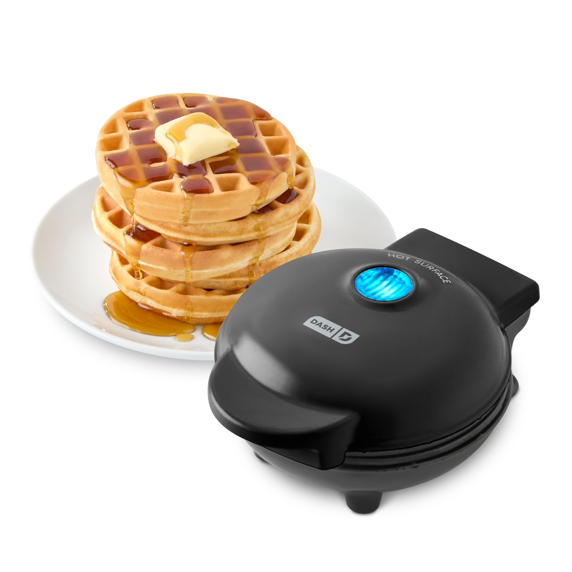 Dash Mini Maker: Compact Waffle Maker for Individual Waffles, Paninis & Hash Browns - Perfect for Quick Breakfast, Lunch or Snacks On-The-Go - Black - Ideal for Dorms, Offices & Small Kitchens