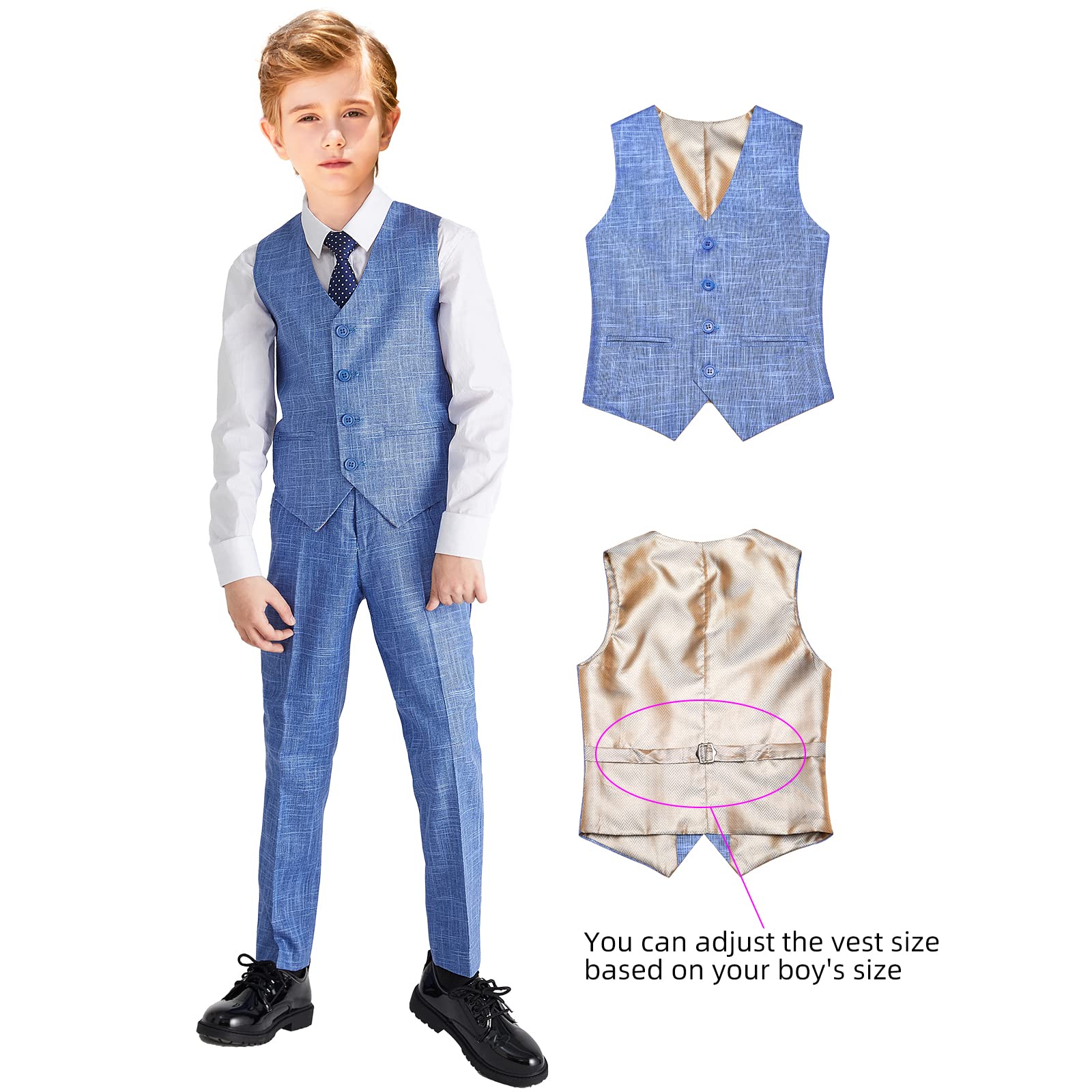 ELPA Boys Linen Suits for Summer - Breathable & Comfortable Kids Formal Wear - Perfect for Weddings, Parties & Special Occasions