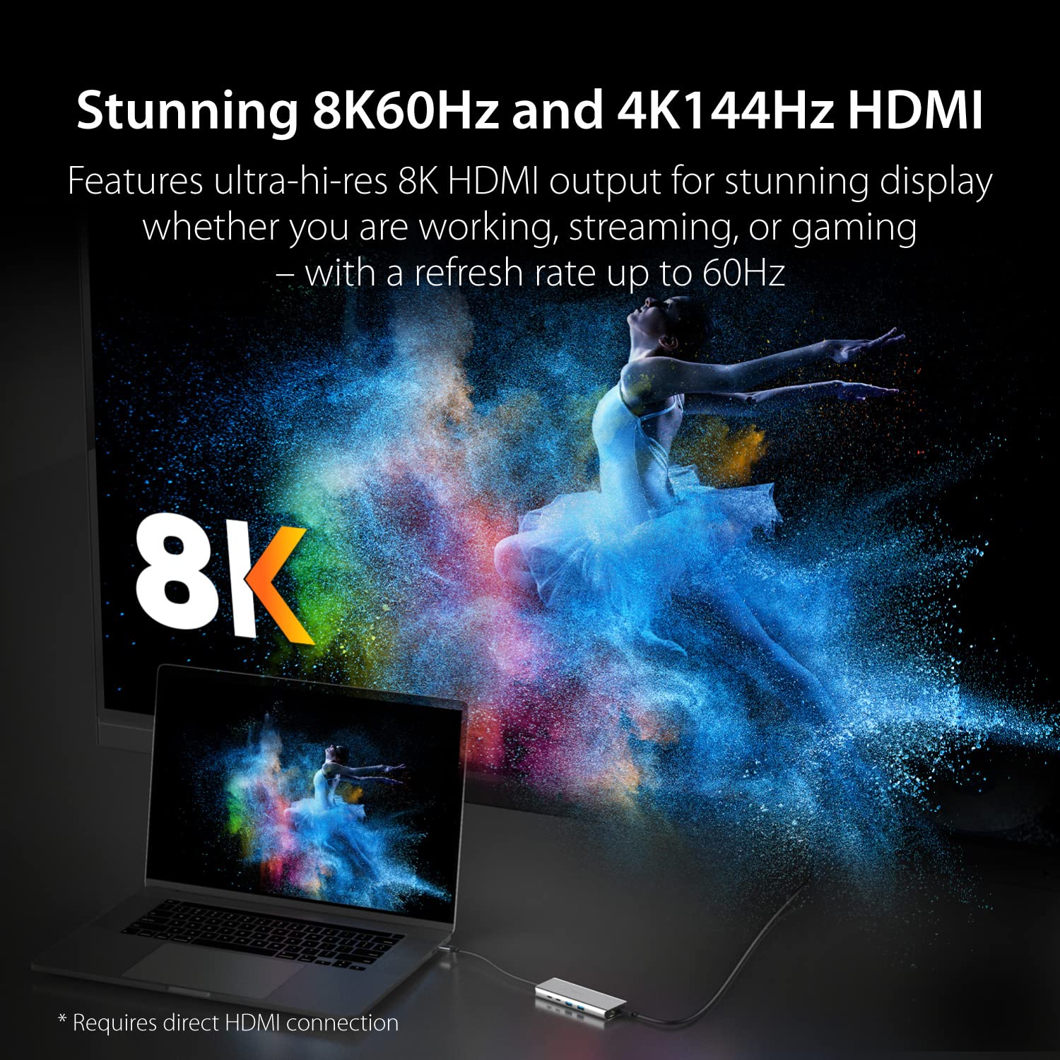 J5Create USB4 8K Multi-Function Hub with 8K60/4K144 HDMI, 2.5G Ethernet, 100W PD Charging, 10Gbps USB-A & USB-C Ports - Compatible with MacBook, Windows, Thunderbolt 3/4 & USB4 Devices (JCD403) - Perfect for Home Office, Gaming & 4K/8K Video Editing