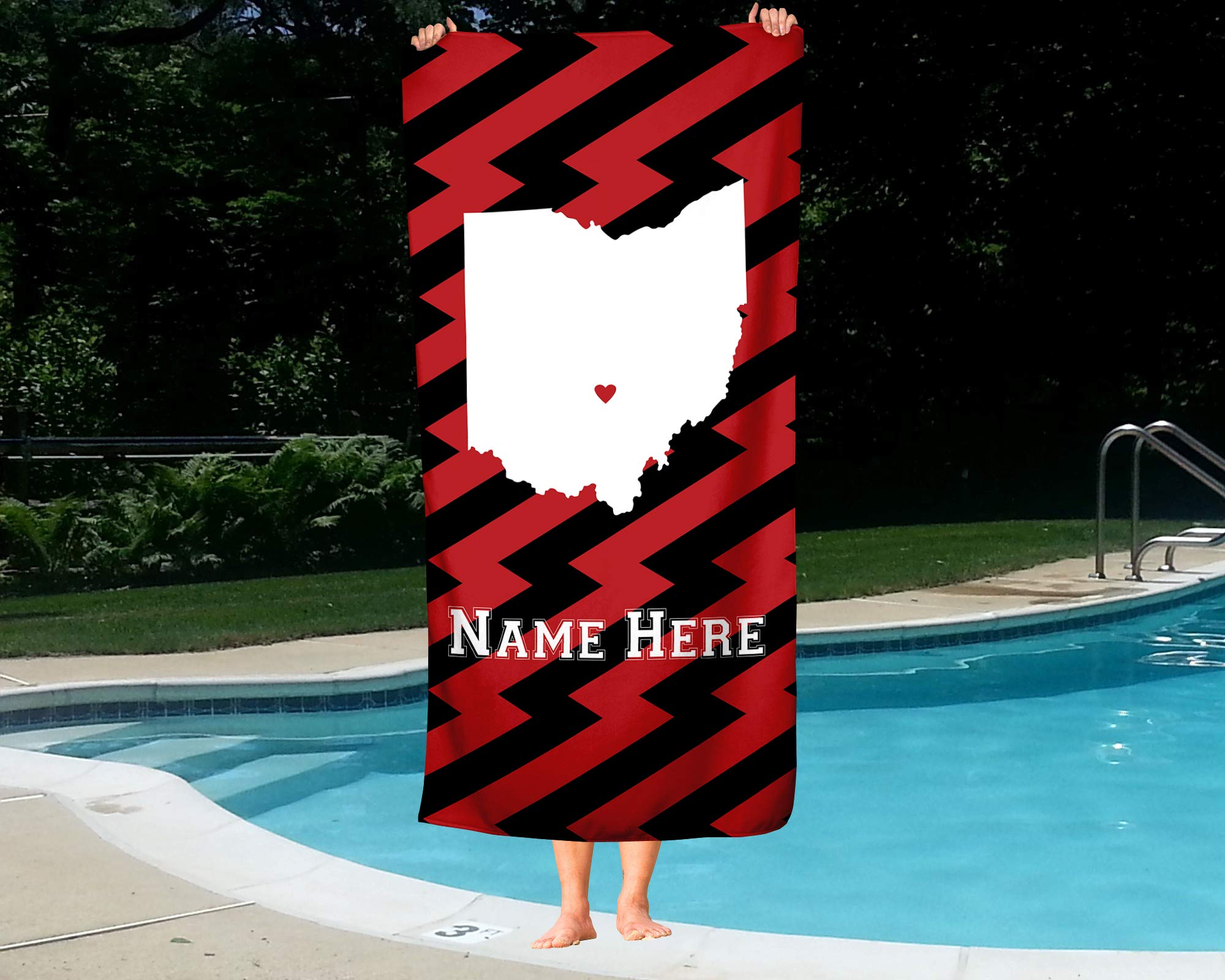 Custom Ohio State Pride Beach & Bath Towel - Personalized Medium & Large Towels for Adults & Kids - Perfect for College Football, Basketball Games, Beach Trips & Pool Parties