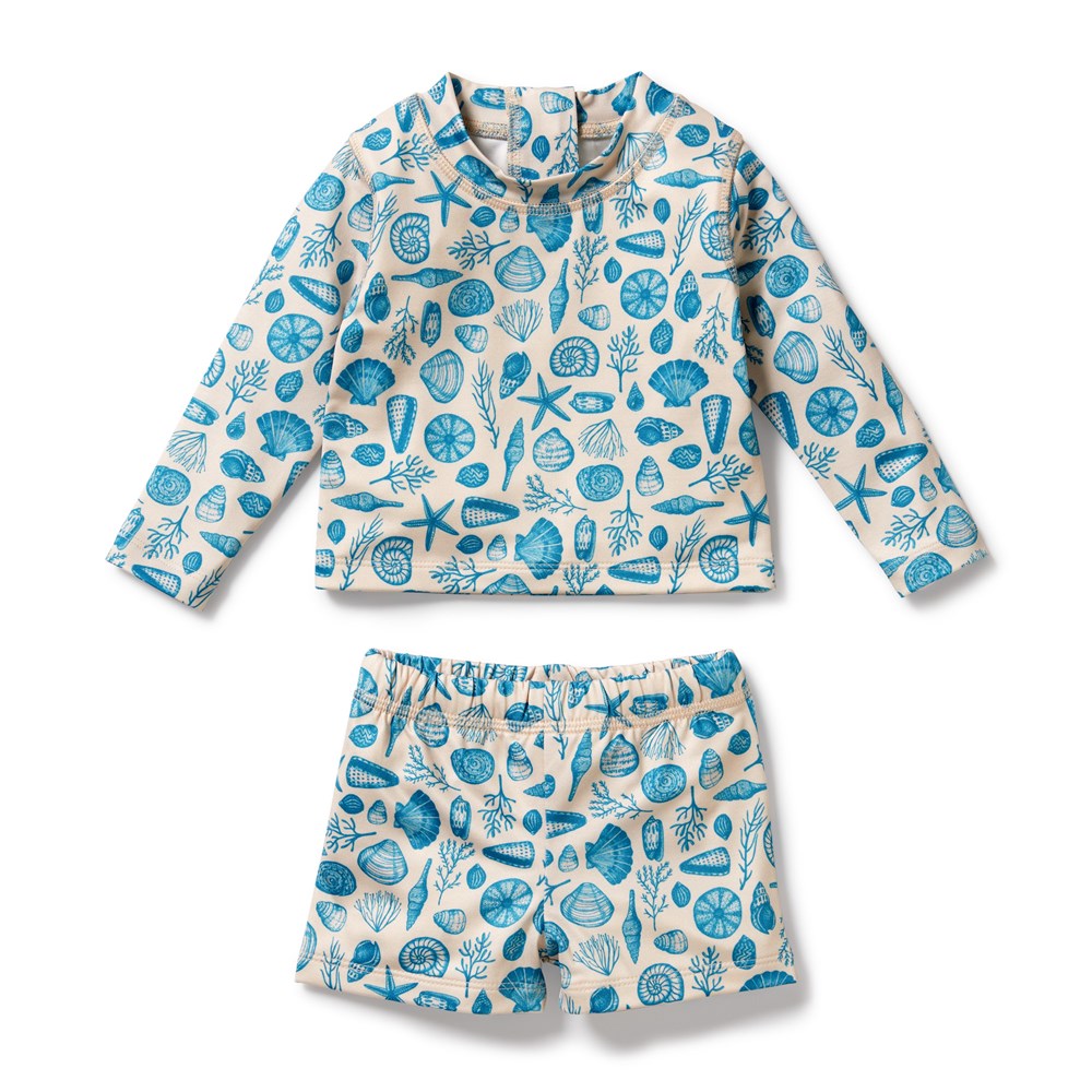 Shells Rashie Swim Set for Kids - UPF 50+ Sun Protection, Quick Dry & Comfortable - Perfect for Beach, Pool & Summer Water Activities