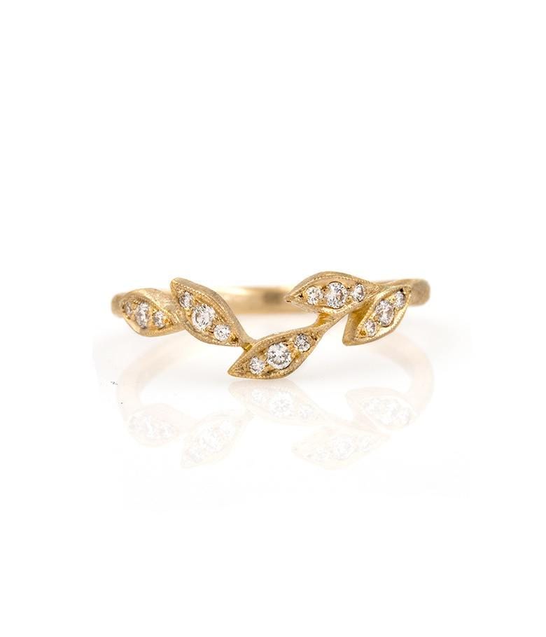 18K Gold 5 Leaf Curve Ring for Women - Elegant Nature-Inspired Jewelry Gift for Anniversary, Birthday & Special Occasions