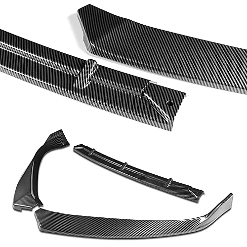 3PCS Front Bumper Lip Splitter for 2016-2020 Tesla Model S - ABS Carbon Fiber Spoiler & Air Dam Chin Diffuser Body Kit - Perfect for Street Racing & Car Show Enhancement