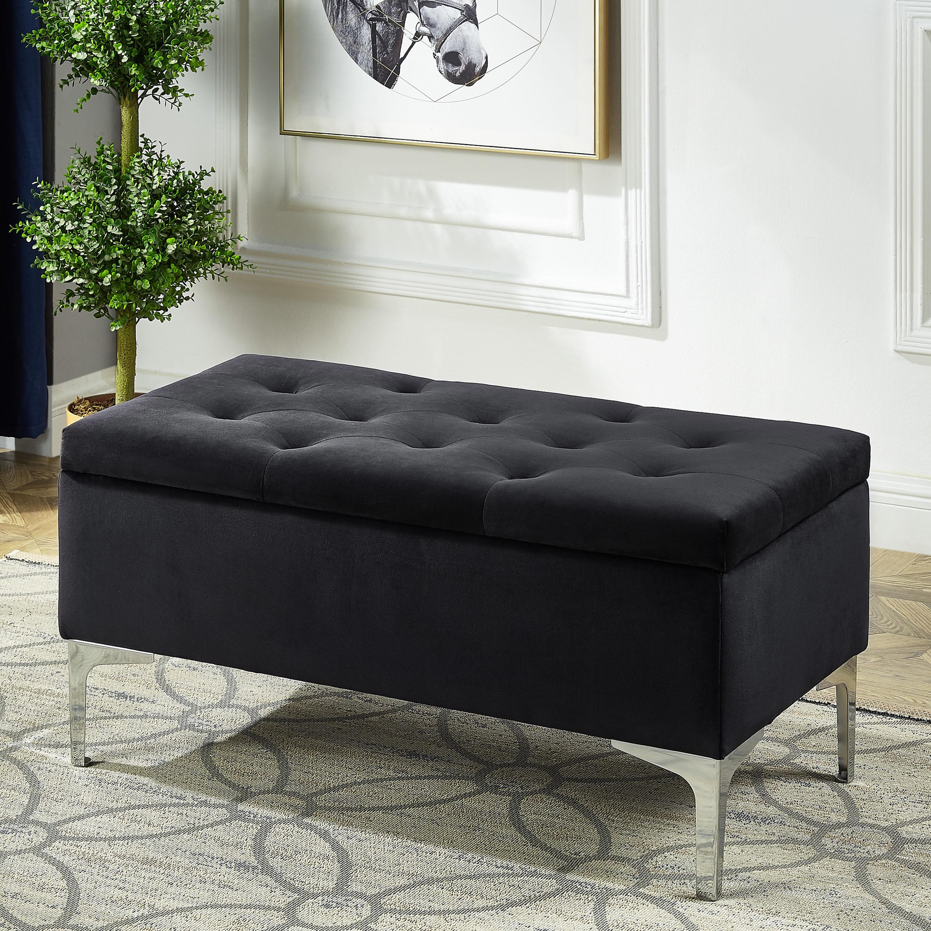 IFDC Home Decor Bench IF 6256 - Modern Wooden Storage Bench for Entryway, Living Room & Bedroom - Stylish Seating with Storage Space