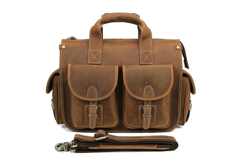 13 Inch Rustic Brown Genuine Leather Laptop Bag for Women - Stylish & Durable Work Bag for Office, Business Travel & College