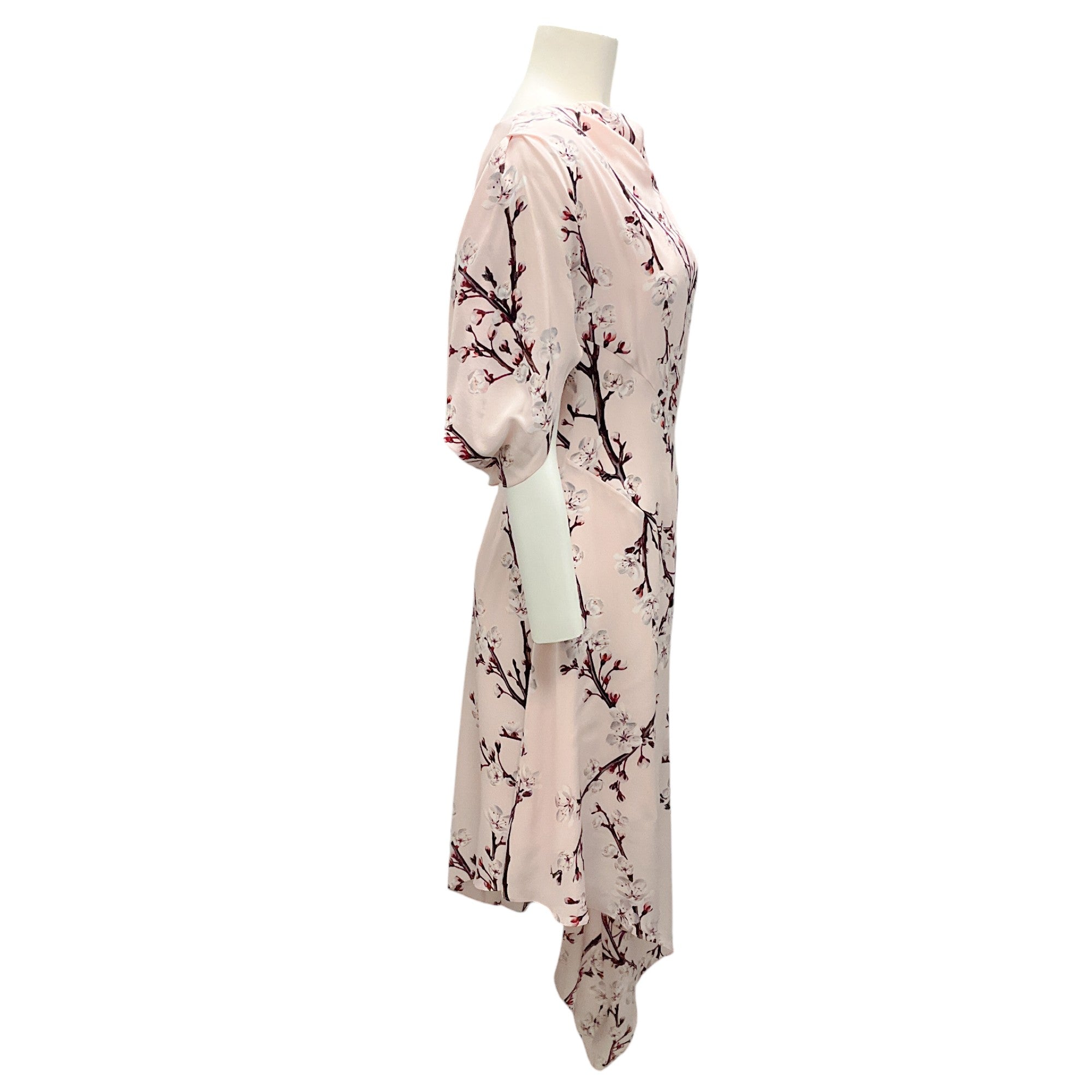 Alexander McQueen 2024 Pink Asymmetric Silk Dress - Elegant Evening Gown for Parties, Weddings & Special Occasions