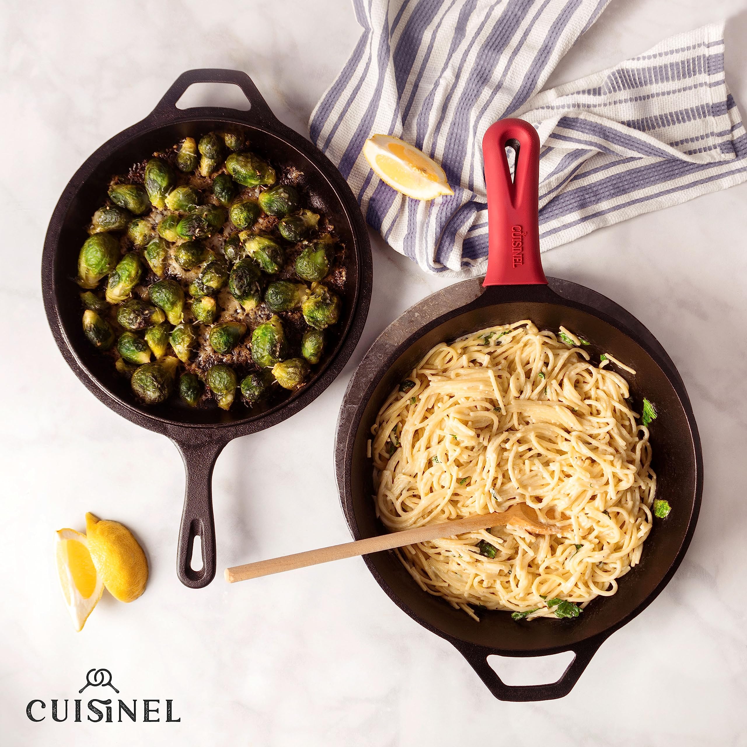 Cuisinel 3-Qt Cast Iron Skillet with Lid - 2-in-1 Deep Pot & Frying Pan - Pre-Seasoned Dutch Oven for Baking, Grilling & Stovetop Cooking - Perfect for Indoor, Outdoor, Camping & Induction Cooktops
