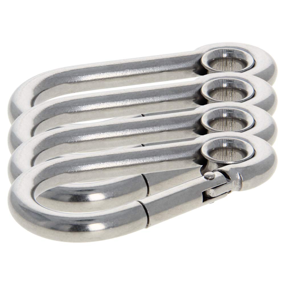 Stainless Steel Carabiner Hook 4Pcs - Durable 304 Spring Clip for Keys & Outdoor Gear