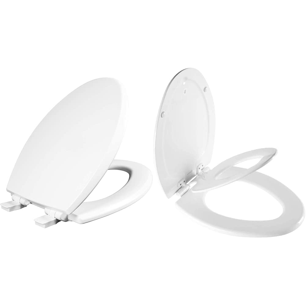 Mayfair 1847SLOW 000 Kendall Slow-Close Elongated Toilet Seat with Built-In Potty Training Seat - White | Quiet Close, Removable & Secure Fit | Perfect for Toddler Training & Family Bathrooms