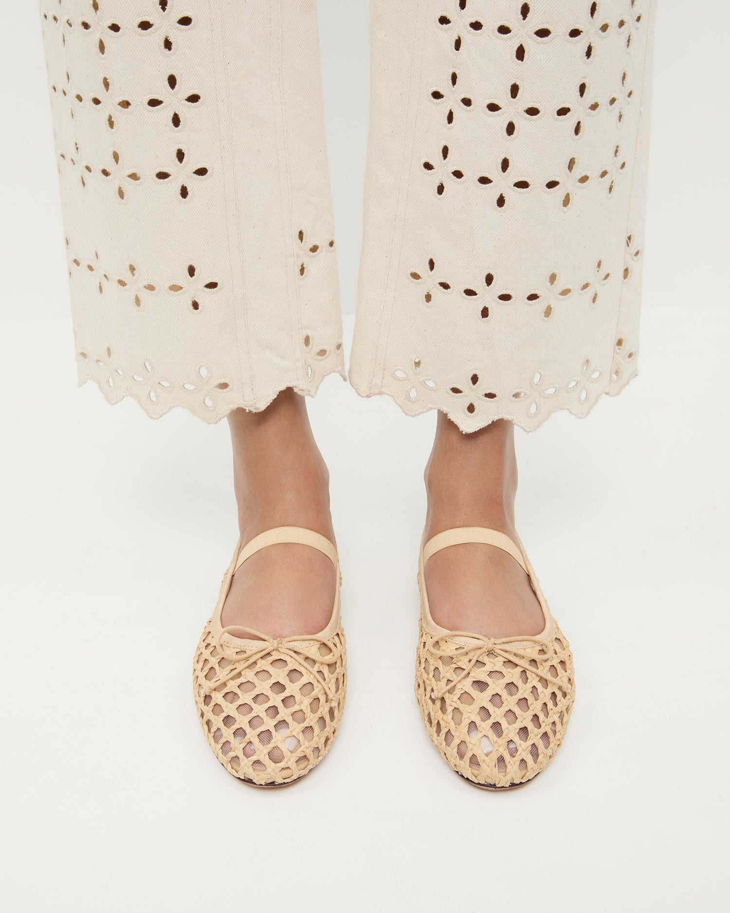 Leonie Natural Crochet Ballet Flats - Comfortable Handmade Women's Shoes for Casual Wear, Office & Summer Outfits