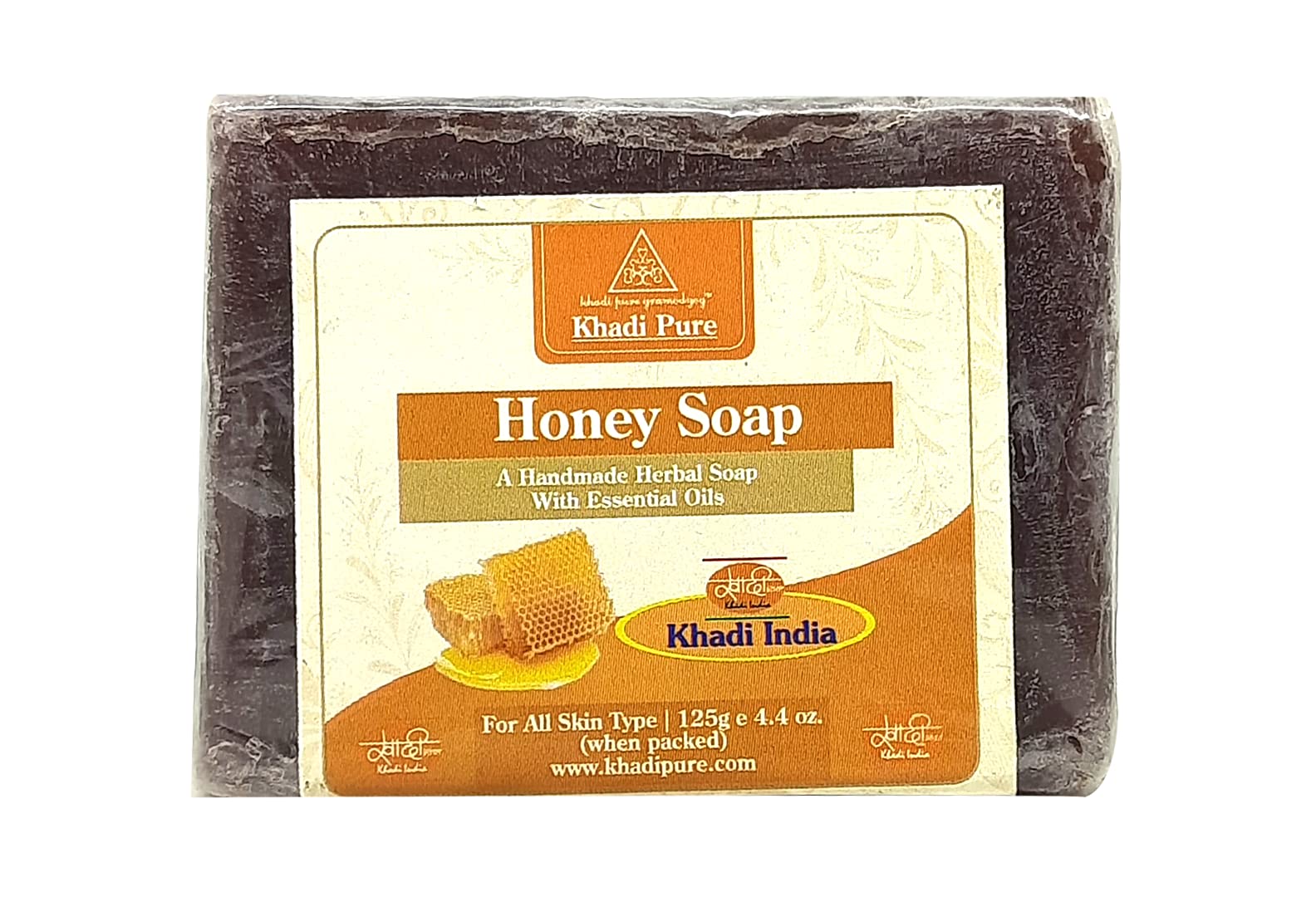 Khadi Pure Gramodyog Herbal Honey Soap - 125g | Natural & Organic Skincare for Dry & Sensitive Skin | Perfect for Daily Cleansing & Moisturizing