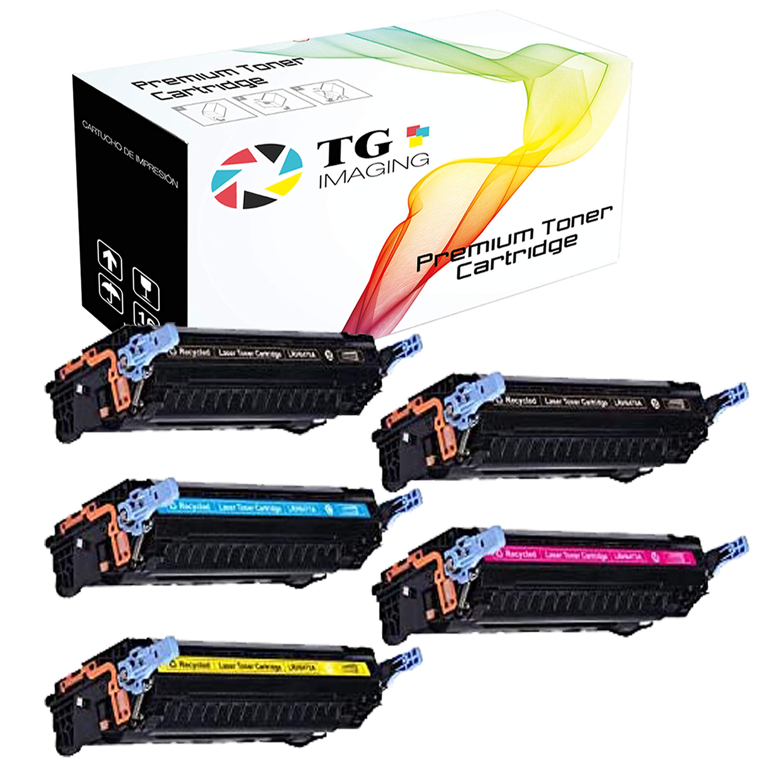 5-Pack TG Imaging 2B+CYM Compatible Toner Cartridge Q6471A Q6472A Q6473A Q6470A for HP LaserJet 501A 3600/3800/CP3505 Series Printers - Ideal for Office & High-Volume Printing