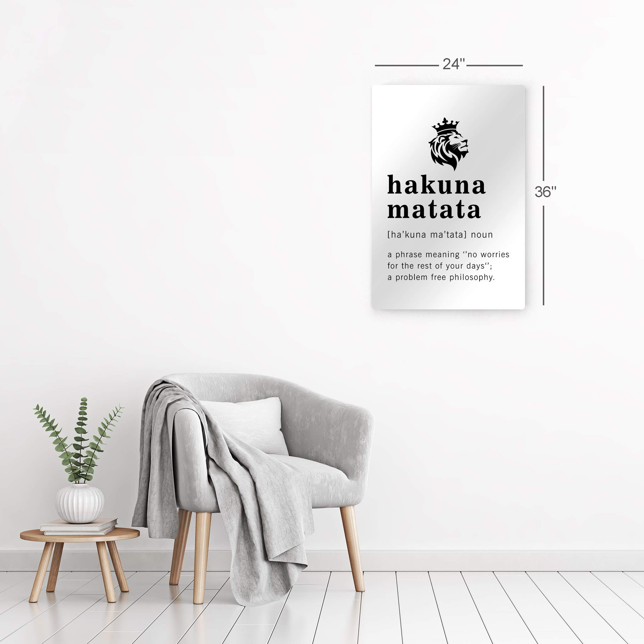 Funny Noun Dictionary Definition of Hakuna Matata Metal Print - Inspirational Quote Wall Art for Office, Living Room, Bedroom & Bathroom Decor - Ready to Hang 36x24 Inches - Made in USA - Perfect for Gifts, Home Decor & Stress-Free Vibes