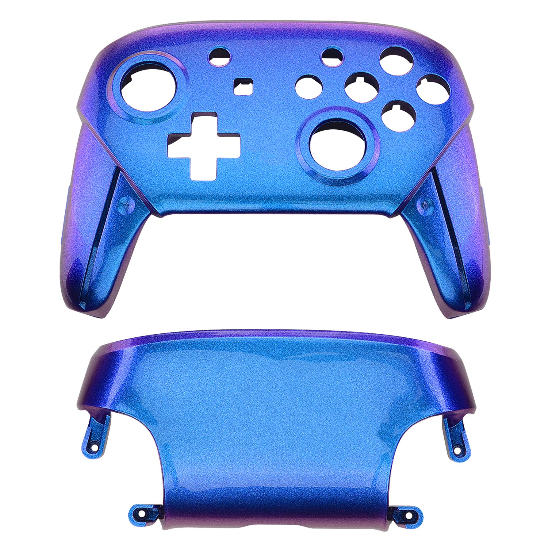 eXtremeRate Replacement Shell for Nintendo Switch Pro Controller - Customizable Front & Back Cover in Chameleon Purple Blue (Controller Not Included) | Perfect for Gaming, DIY Mods & Personalization