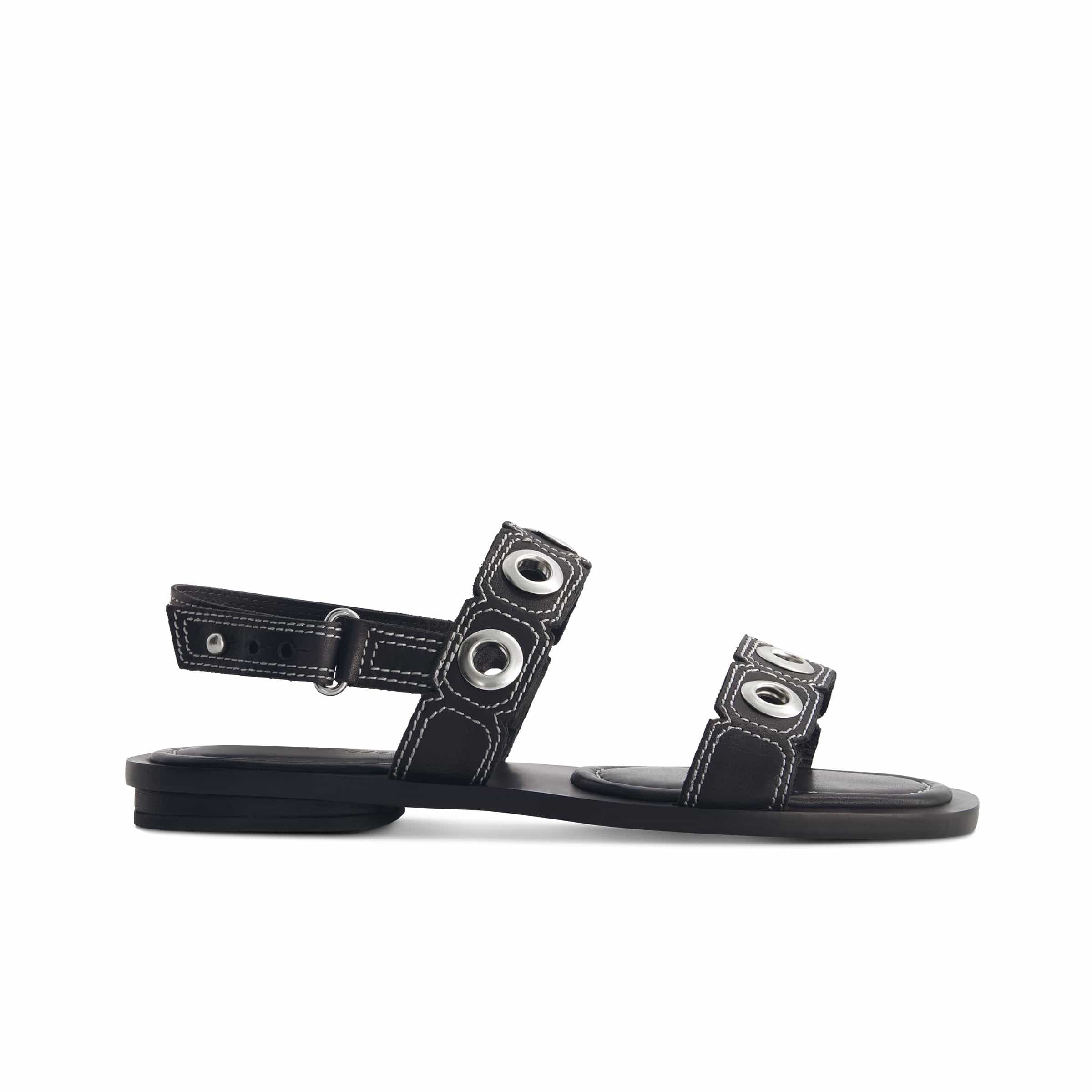 Acro Eyelet Sandal Black - Women's Comfortable Strappy Summer Sandals for Beach, Vacation & Casual Outings