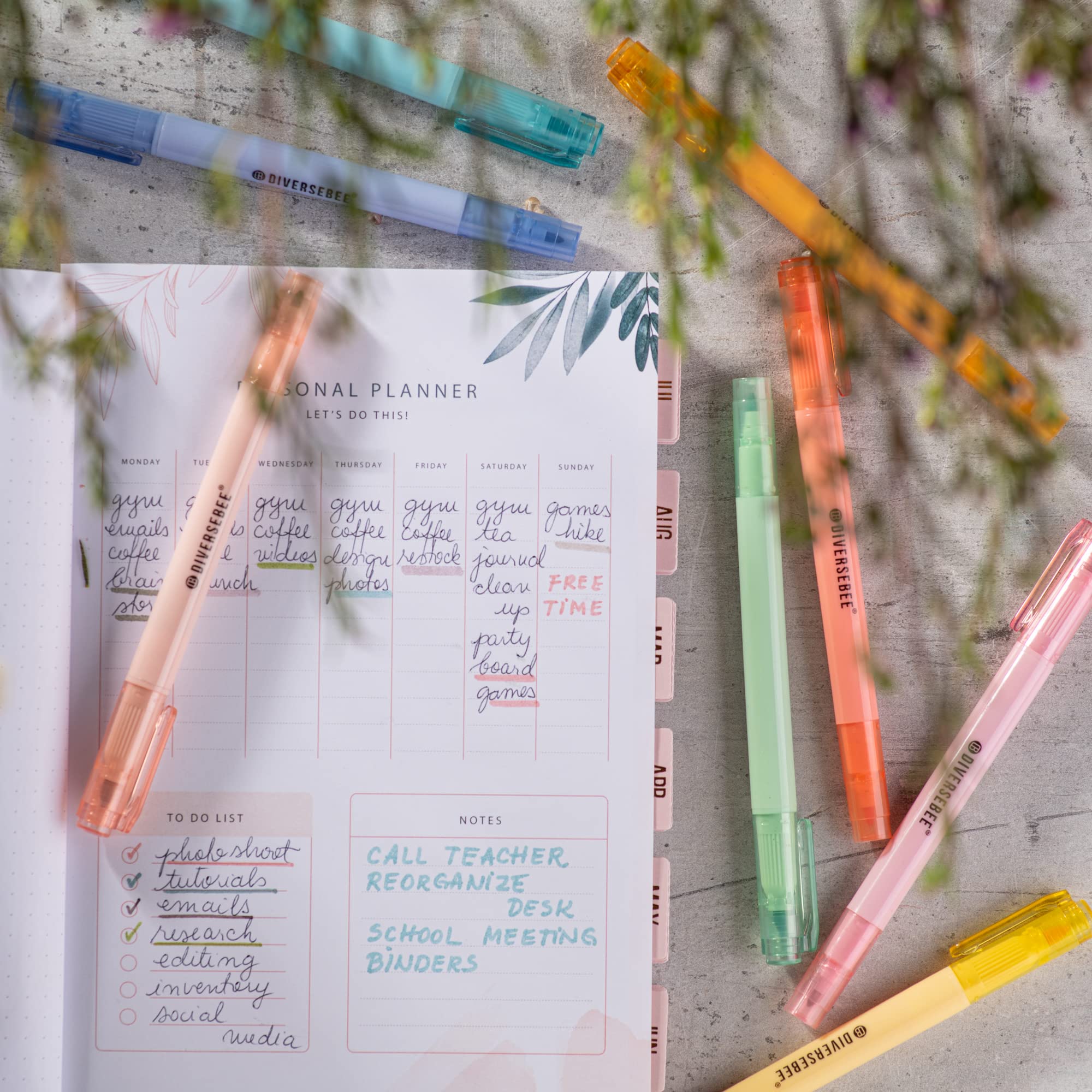 Dual Tip Highlighters & Pens - 8 Pack No Bleed Quick Dry, for Bible Study & Office Use