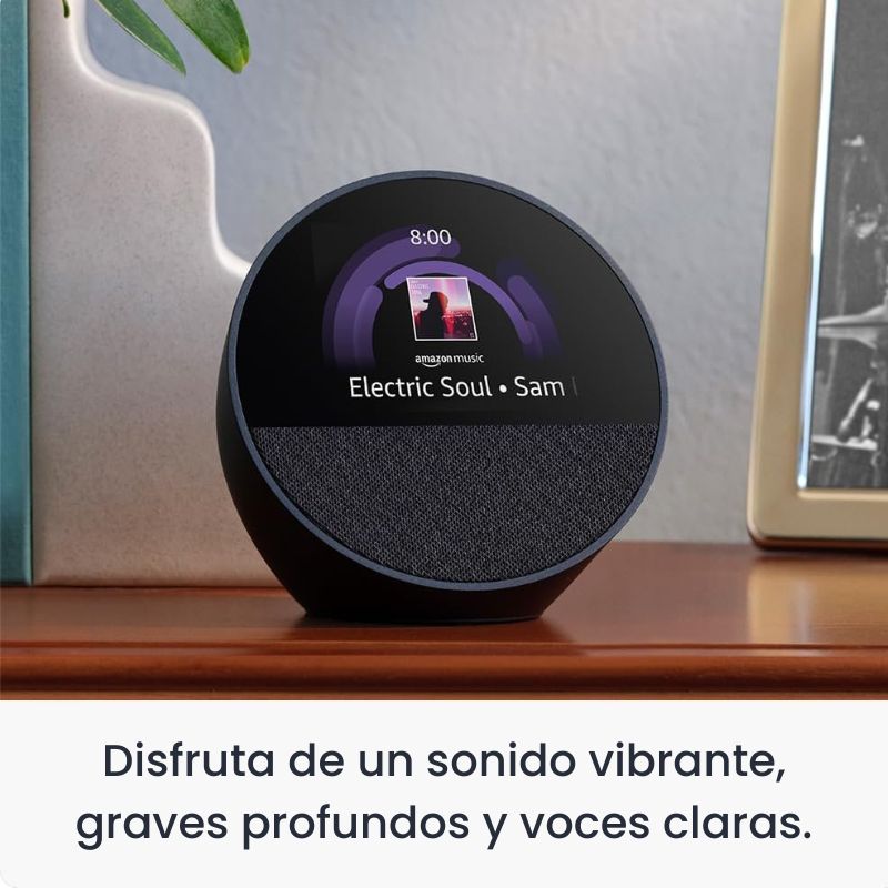Amazon Echo Spot (2024) Smart Alarm Clock with Alexa - Blue | Voice Control, Weather, Music & More | Perfect for Bedroom, Office & Kitchen