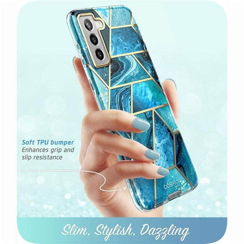 I BLASON Galaxy S21 Cosmo Full Body Glitter Marble Case - Protective Phone Cover with Sparkling Design for Samsung Galaxy S21 - Perfect for Everyday Use, Parties, and Special Occasions