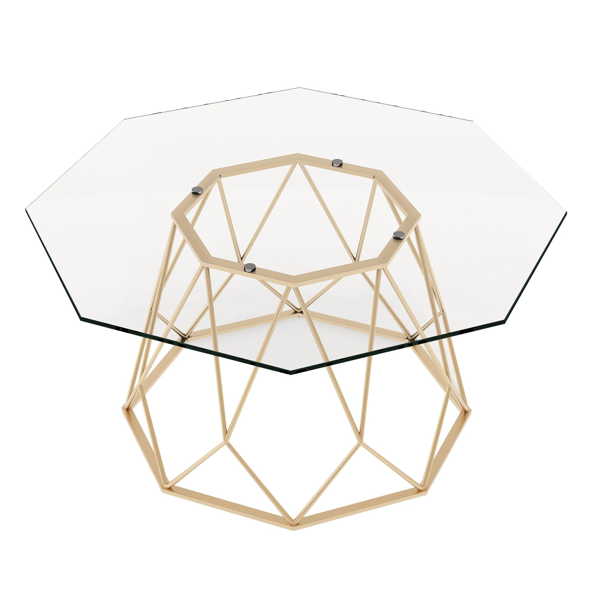 Modern Gold Glass Top Coffee Table - Contemporary Living Room Furniture for Home & Office | Stylish Centerpiece for Lounge, Living Space & Reception Areas