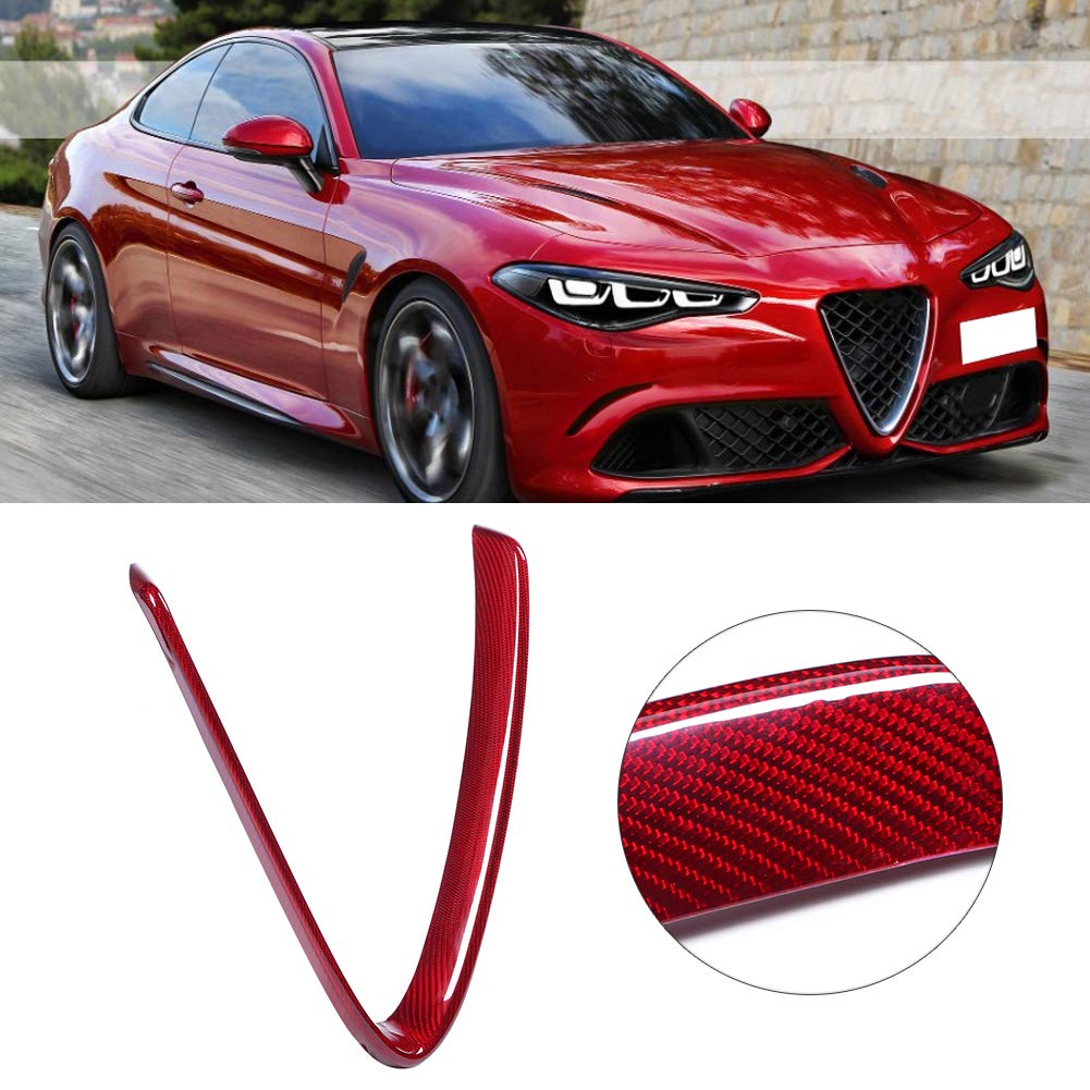 Carbon Fiber Front Grille Trim Cover for Alfa Romeo Giulia 2017-2022 | V-Shaped Red Grill Upgrade | Enhanced Sporty Look for Street & Show Cars