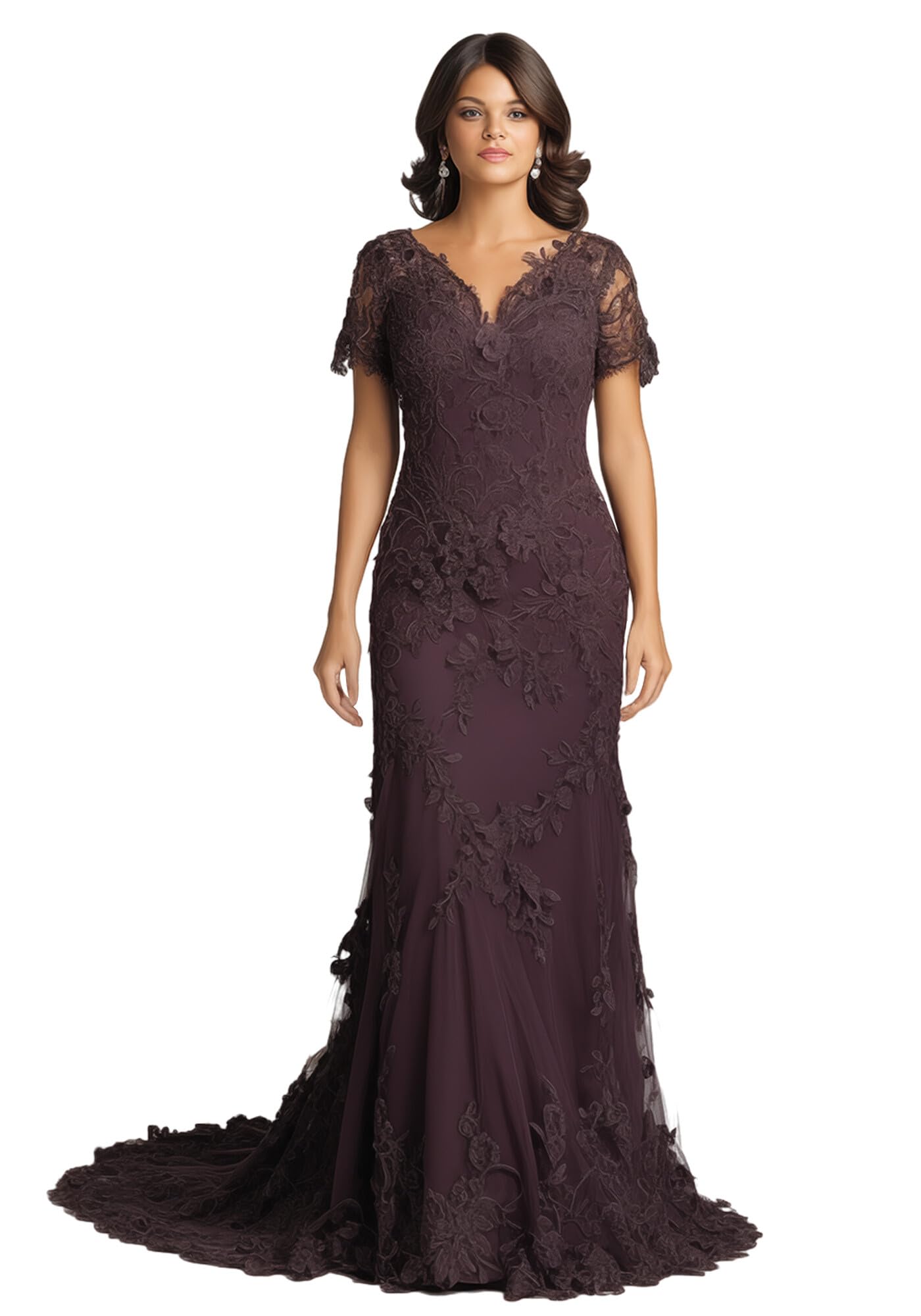JAEDEN Elegant Lace Tulle Mother of The Bride Dress - Short Sleeve Wedding Guest Gown for Mothers | Perfect for Spring/Summer Weddings, Rehearsal Dinners & Formal Occasions