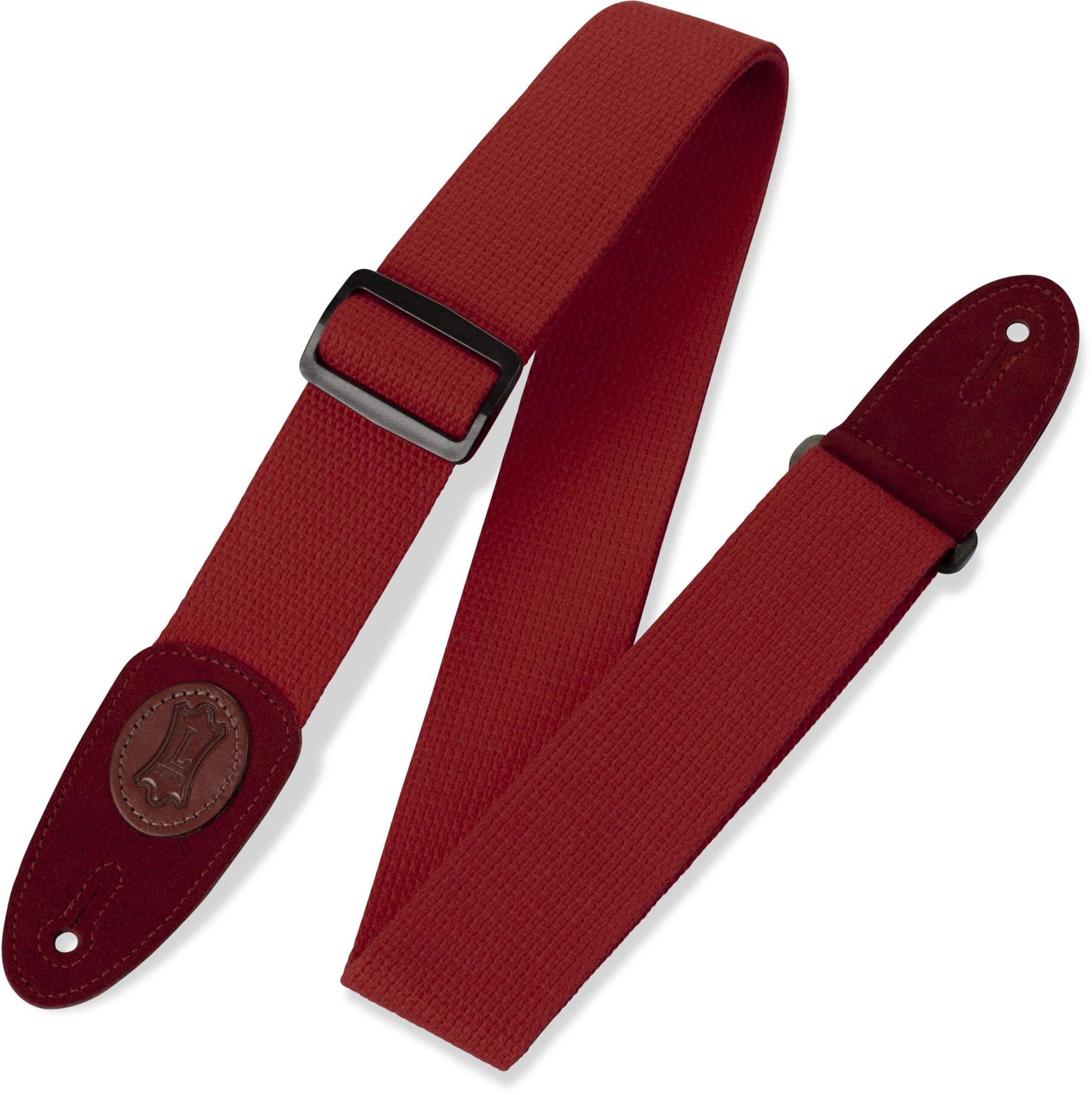 Levy's MSSC8-RED 2 Inch Wide Cotton Guitar Strap - Red | Adjustable Soft Padded Shoulder Strap for Acoustic & Electric Guitars | Perfect for Live Performances, Studio Sessions & Practice