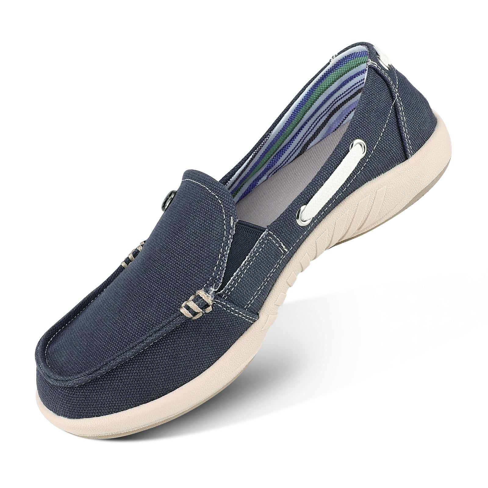 Women's Comfortable Canvas Loafer Shoes - Casual Slip-On Flats for Walking, Work & Travel - Breathable & Lightweight Everyday Shoes