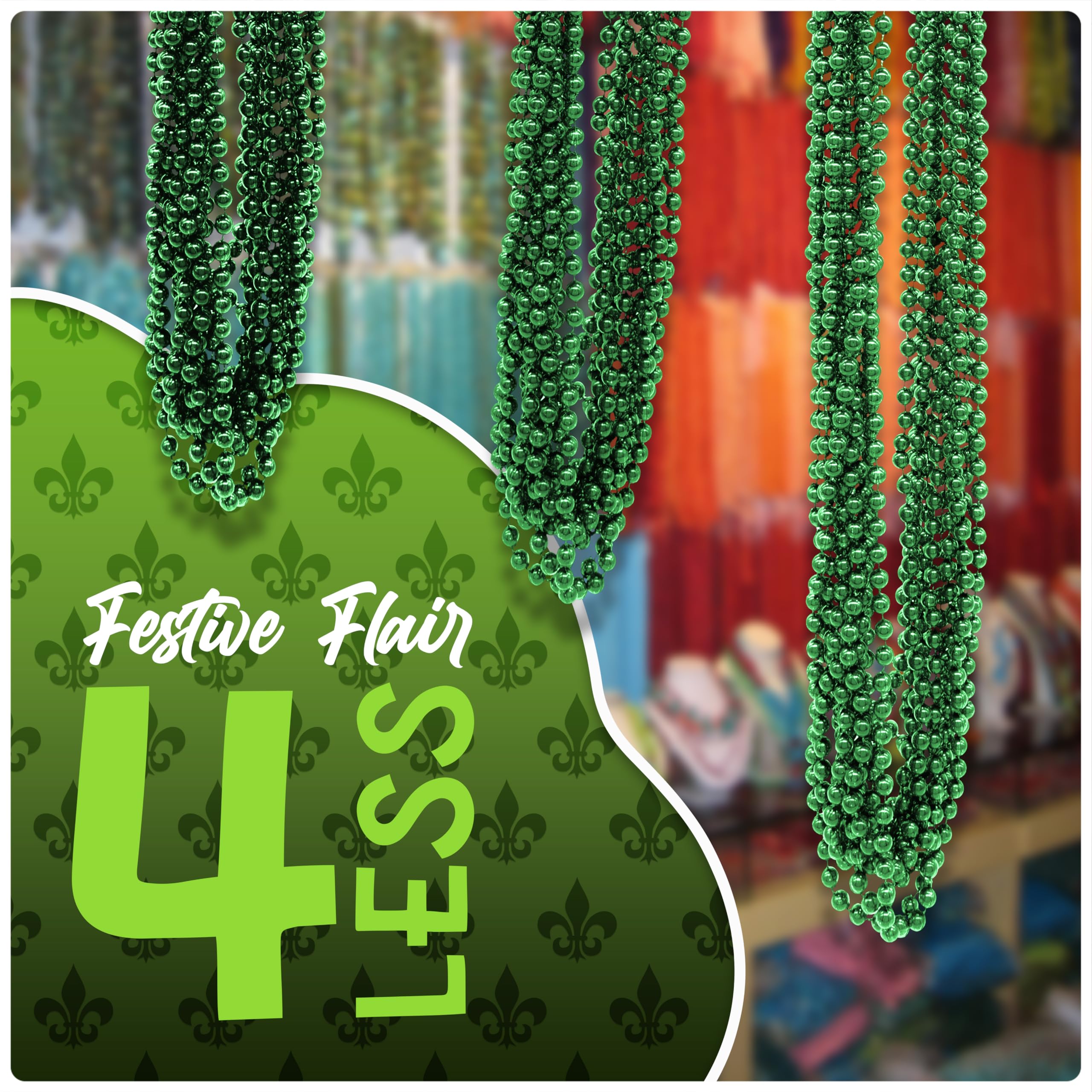 33 Inch Metallic Bead Necklaces Bulk Pack of 72 - Shiny Party Mardi Gras Costume Jewelry for Women, Girls, Prom, Wedding, Birthday & Festival Events