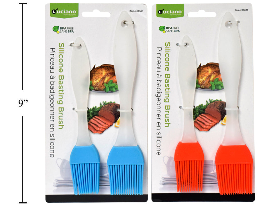 LUCIANO GOURMET 2-Piece Silicone Basting Brush Set for Cooking, Grilling & Baking - Heat-Resistant Kitchen Utensils for BBQ, Roasting & Pastry Making