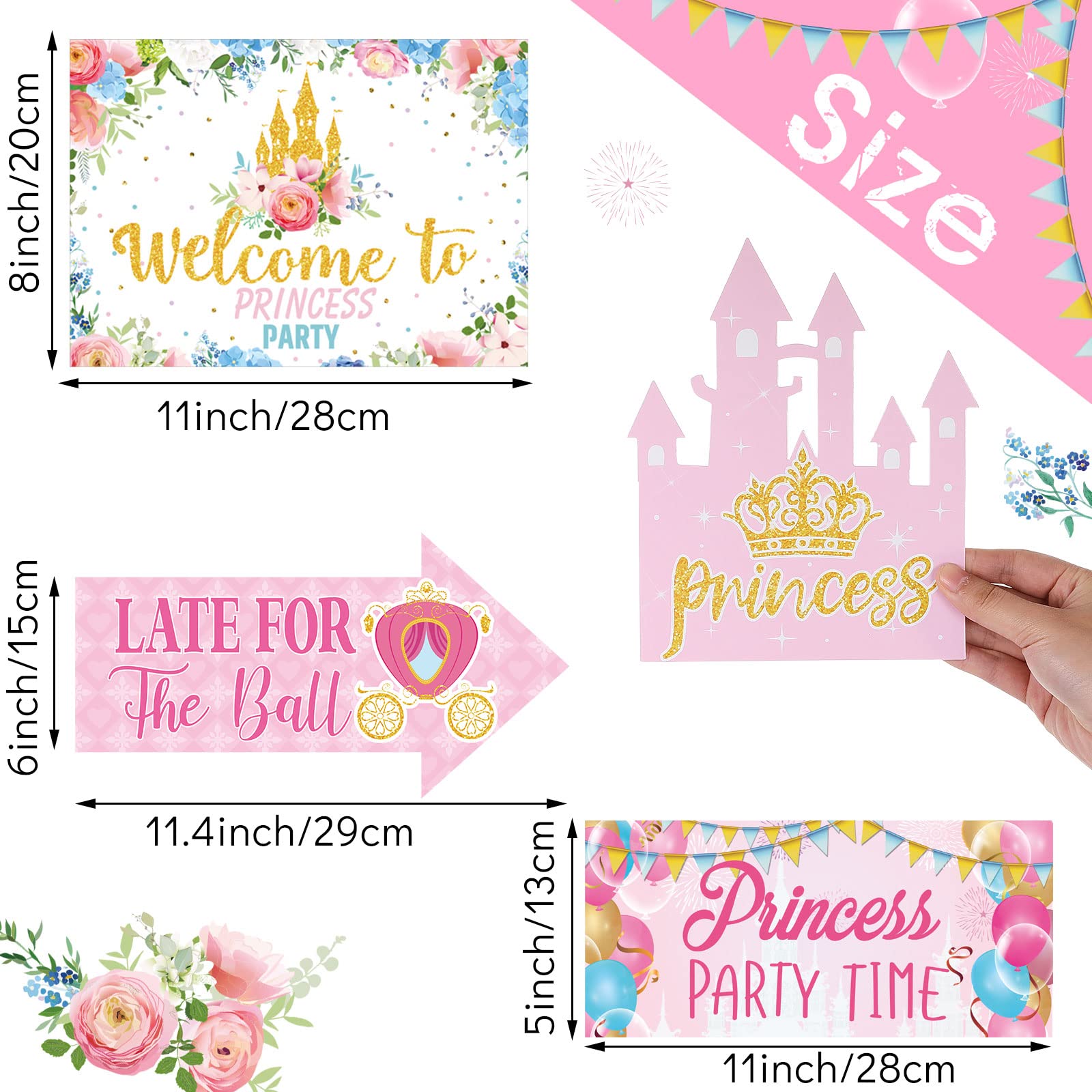 20-Piece Princess Birthday Party Decorations Set - Welcome Sign, Queen Directional Signs & Castle Decor for Girls Birthday, Baby Shower (10 Styles) | Perfect for Princess-Themed Parties, Baby Showers & Royal Celebrations