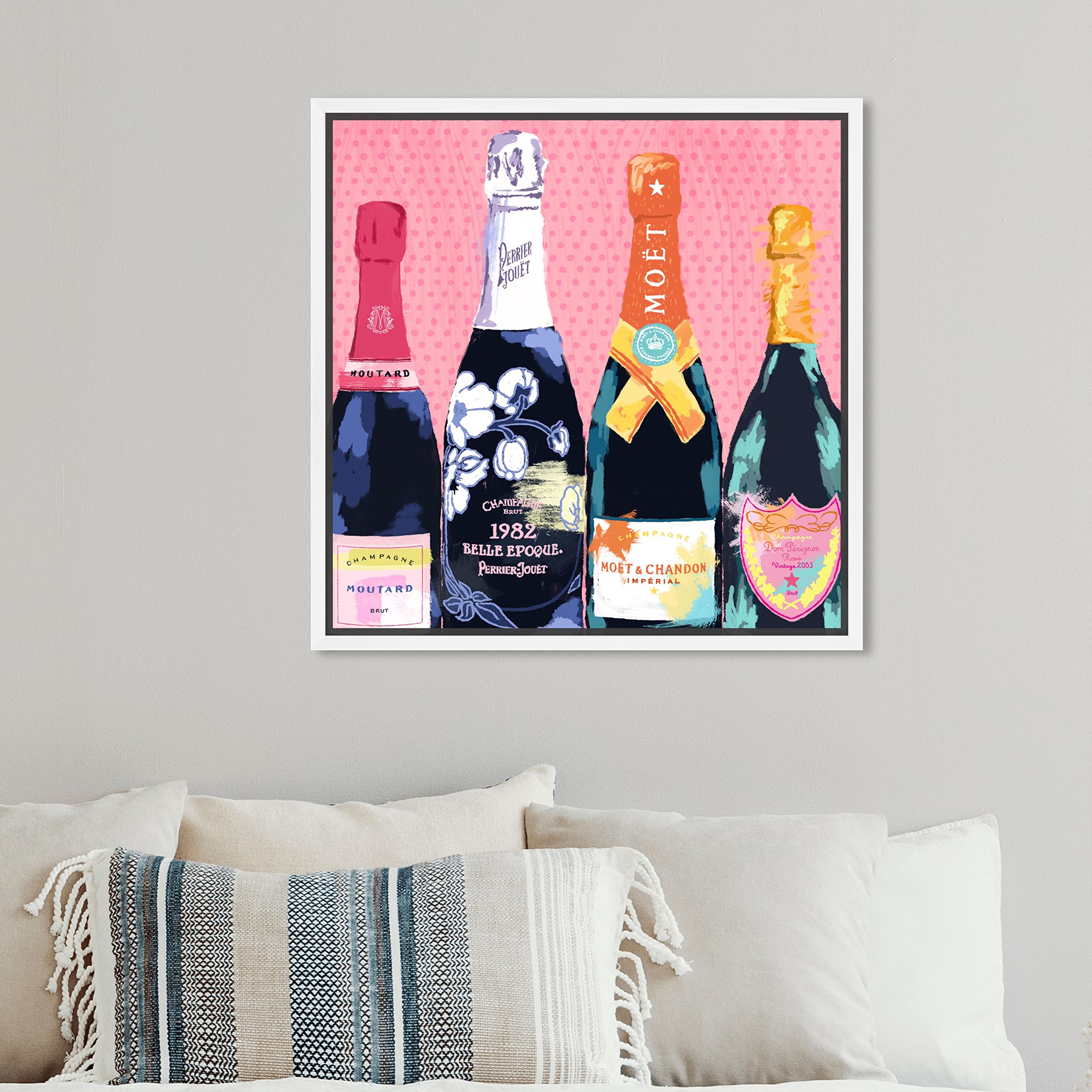 Oliver Gal 'Pass the Bottle' Pink Abstract Framed Wall Art - 12