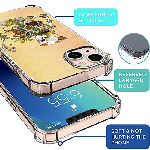 Bones and Botany Skull iPhone 13 Case - Skeleton Plants Spider Bees Butterfly Design, Trendy TPU Bumper Case with Wireless Charging Support | Perfect for Halloween, Gothic Style & Nature Lovers