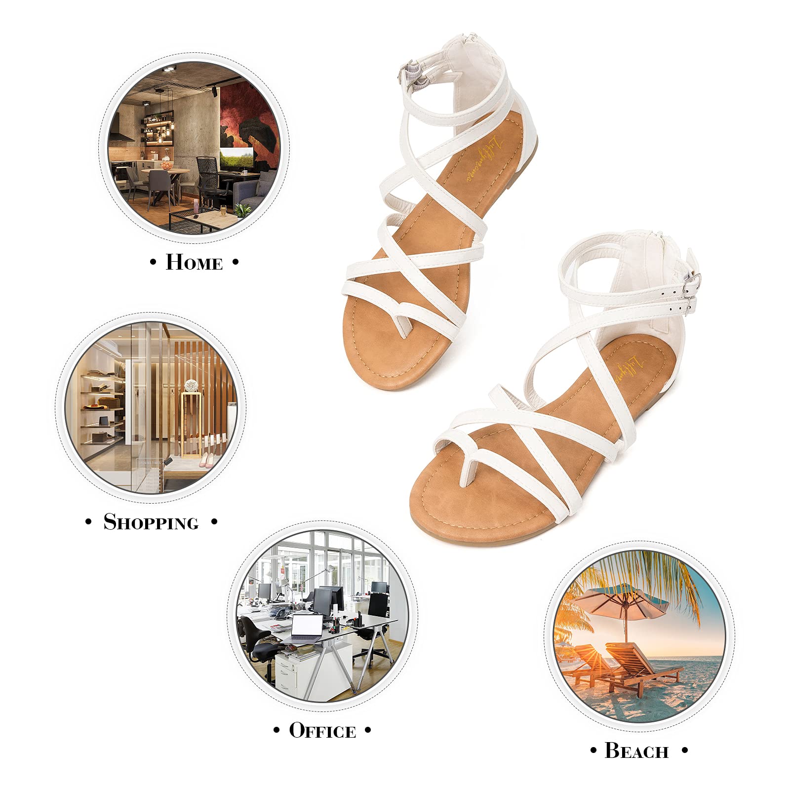 Luffymomo Women's Gladiator Sandals - Flat Fisherman Thong Sandals with Cross Straps | Comfortable Summer Beach Sandals for Walking, Vacation & Casual Outfits
