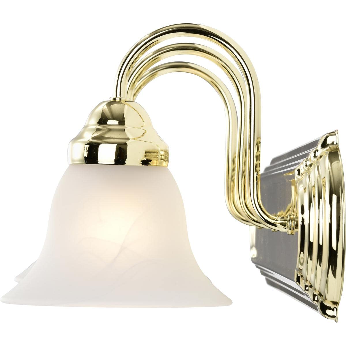 Nuvo 60/329 Ballerina Three-Light Vanity Wall Sconce with Alabaster Glass Bell Shades in Polished Brass - Perfect for Bathroom, Dressing Room & Bedroom Lighting