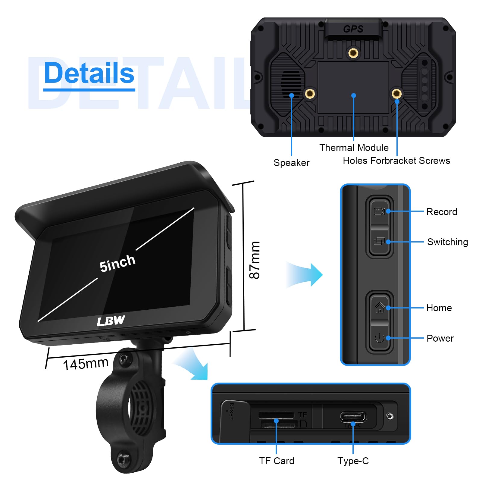 Upgraded 5 Inch IPS Touch Screen Portable Wireless Apple CarPlay & Android Auto GPS Navigation for Motorcycle - Bluetooth, Waterproof Stereo, Supports Siri & Google Assistant - Perfect for Commuting, Road Trips and Adventure Riding