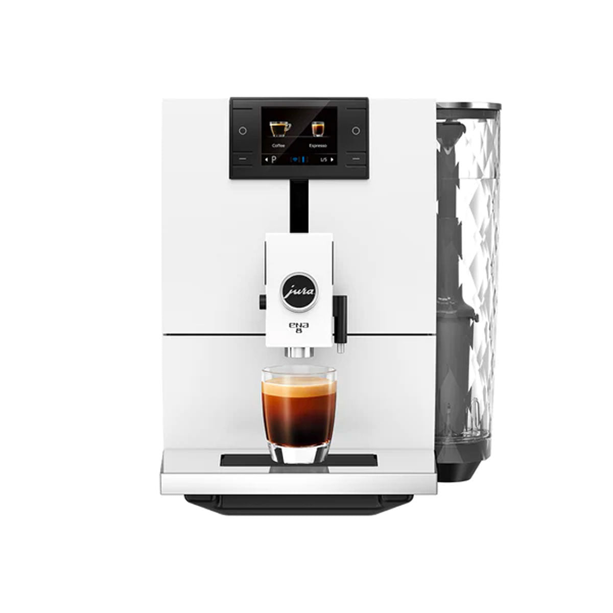 Jura ENA 8 Automatic Espresso Machine - Nordic White | Premium Coffee Maker for Home & Office | Fast Brewing & Easy Cleaning